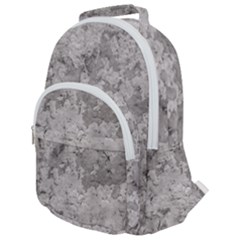 Silver Abstract Grunge Texture Print Rounded Multi Pocket Backpack