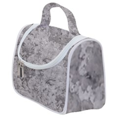 Silver Abstract Grunge Texture Print Satchel Handbag
