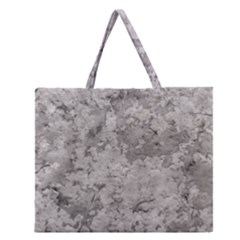 Silver Abstract Grunge Texture Print Zipper Large Tote Bag