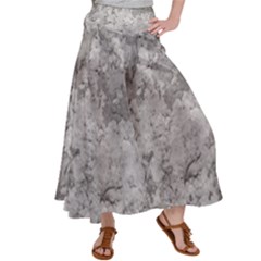 Silver Abstract Grunge Texture Print Satin Palazzo Pants