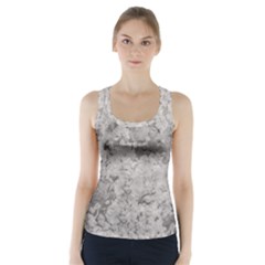 Silver Abstract Grunge Texture Print Racer Back Sports Top