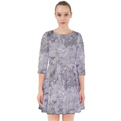 Silver Abstract Grunge Texture Print Smock Dress