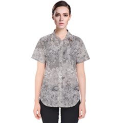 Silver Abstract Grunge Texture Print Women s Short Sleeve Shirt