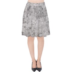 Silver Abstract Grunge Texture Print Velvet High Waist Skirt
