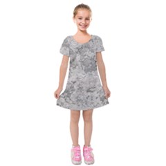 Silver Abstract Grunge Texture Print Kids  Short Sleeve Velvet Dress