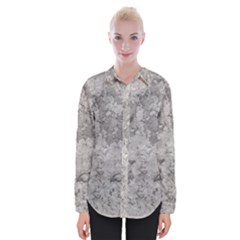 Silver Abstract Grunge Texture Print Womens Long Sleeve Shirt