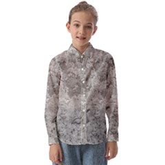 Silver Abstract Grunge Texture Print Kids  Long Sleeve Shirt
