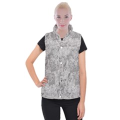 Silver Abstract Grunge Texture Print Women s Button Up Vest