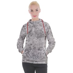 Silver Abstract Grunge Texture Print Women s Hooded Pullover