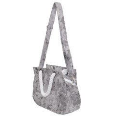 Silver Abstract Grunge Texture Print Rope Handles Shoulder Strap Bag