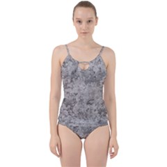 Silver Abstract Grunge Texture Print Cut Out Top Tankini Set