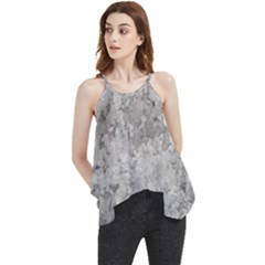 Silver Abstract Grunge Texture Print Flowy Camisole Tank Top