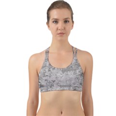 Silver Abstract Grunge Texture Print Back Web Sports Bra