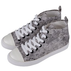 Silver Abstract Grunge Texture Print Women s Mid-top Canvas Sneakers by dflcprintsclothing