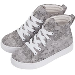 Silver Abstract Grunge Texture Print Kids  Hi-Top Skate Sneakers