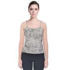 Silver Abstract Grunge Texture Print Velvet Spaghetti Strap Top