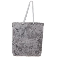 Silver Abstract Grunge Texture Print Full Print Rope Handle Tote (Large)