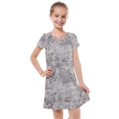 Silver Abstract Grunge Texture Print Kids  Cross Web Dress