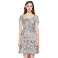 Silver Abstract Grunge Texture Print Inside Out Cap Sleeve Dress