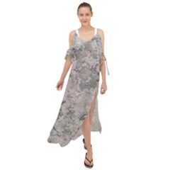 Silver Abstract Grunge Texture Print Maxi Chiffon Cover Up Dress