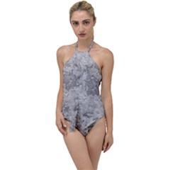 Silver Abstract Grunge Texture Print Go with the Flow One Piece Swimsuit