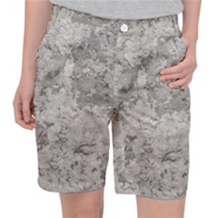 Silver Abstract Grunge Texture Print Pocket Shorts