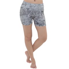 Silver Abstract Grunge Texture Print Lightweight Velour Yoga Shorts