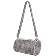 Silver Abstract Grunge Texture Print Mini Cylinder Bag