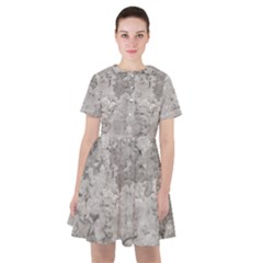 Silver Abstract Grunge Texture Print Sailor Dress
