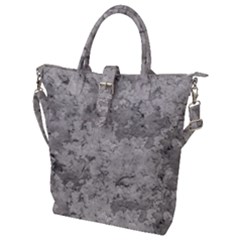 Silver Abstract Grunge Texture Print Buckle Top Tote Bag