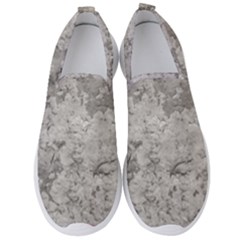 Silver Abstract Grunge Texture Print Men s Slip On Sneakers