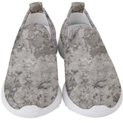 Silver Abstract Grunge Texture Print Kids  Slip On Sneakers