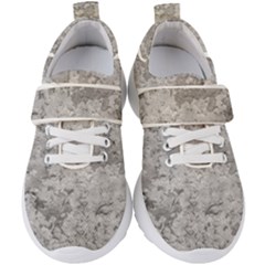 Silver Abstract Grunge Texture Print Kids  Velcro Strap Shoes