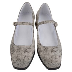 Silver Abstract Grunge Texture Print Women s Mary Jane Shoes