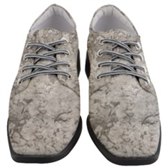 Silver Abstract Grunge Texture Print Women Heeled Oxford Shoes