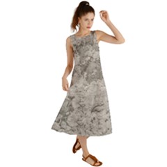 Silver Abstract Grunge Texture Print Summer Maxi Dress