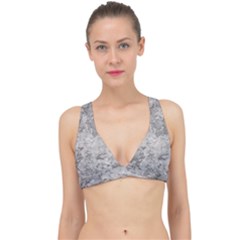 Silver Abstract Grunge Texture Print Classic Banded Bikini Top