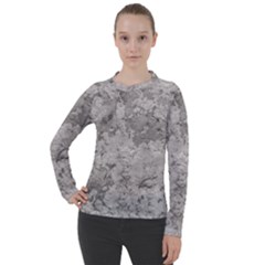 Silver Abstract Grunge Texture Print Women s Pique Long Sleeve Tee