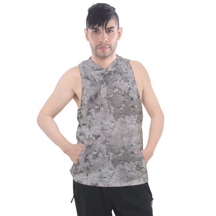 Silver Abstract Grunge Texture Print Men s Sleeveless Hoodie