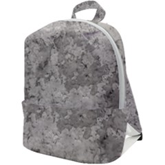 Silver Abstract Grunge Texture Print Zip Up Backpack