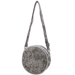 Silver Abstract Grunge Texture Print Crossbody Circle Bag
