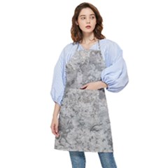 Silver Abstract Grunge Texture Print Pocket Apron