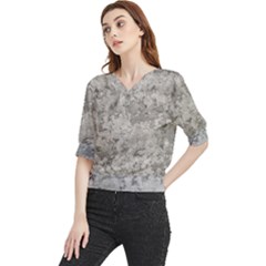 Silver Abstract Grunge Texture Print Quarter Sleeve Blouse