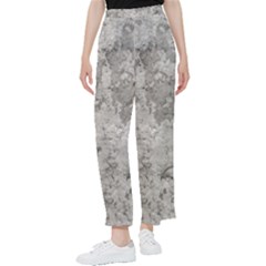 Silver Abstract Grunge Texture Print Women s Pants 