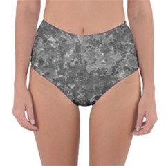 Dark Grey Abstract Grunge Texture Print Reversible High-waist Bikini Bottoms by dflcprintsclothing