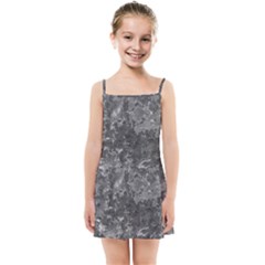 Dark Grey Abstract Grunge Texture Print Kids  Summer Sun Dress
