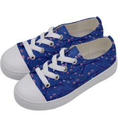 Branches With Peach Flowers Kids  Low Top Canvas Sneakers by SychEva