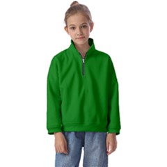 Color Green Kids  Half Zip Hoodie