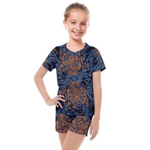 Fractal Galaxy Kids  Mesh Tee And Shorts Set by MRNStudios