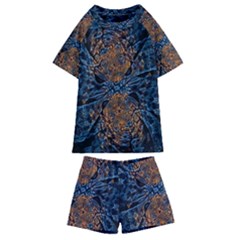 Fractal Galaxy Kids  Swim Tee And Shorts Set by MRNStudios